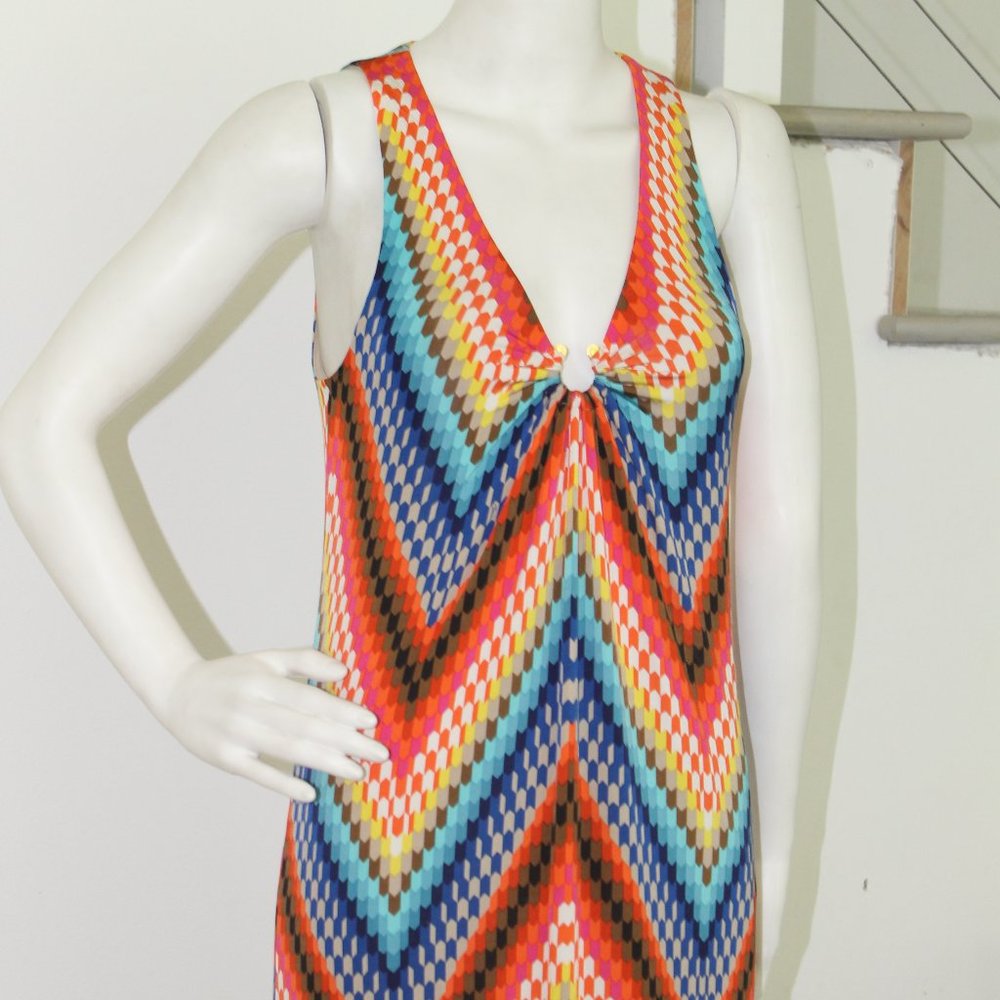 Trina Turk Maxi Dress Rayon Stretch Sleeveless Womens Size 2 Multicolored - Picture 6 of 16